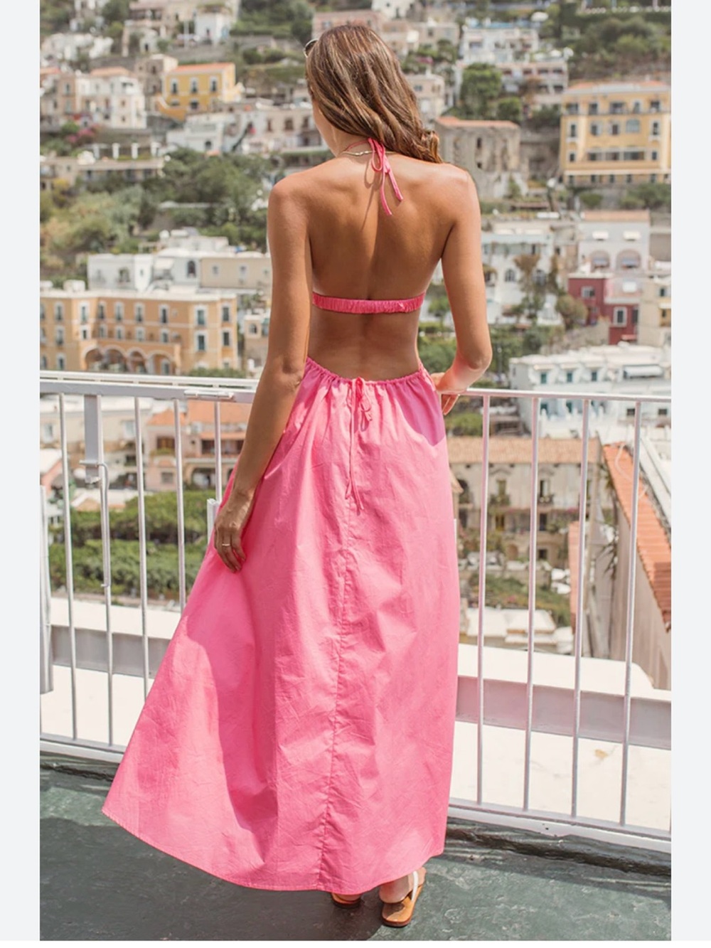 Hello Molly Pink Backless Halter Maxi Dress
